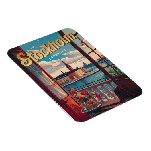 Stockholm Zweden Reizen  Balkon uitzicht Geschenke Magneet (Rechterzijde)