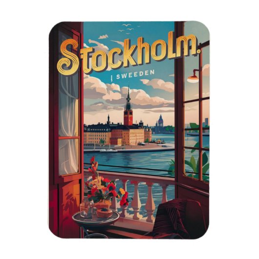 Stockholm Zweden Reizen  Balkon uitzicht Geschenke Magneet (Verticaal)