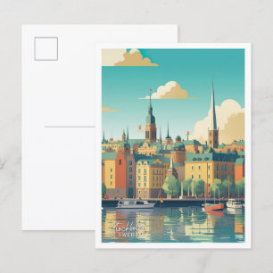 Stockholm Zweden Reizen Plaats illustratie Briefkaart