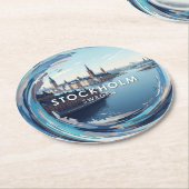 Stockholm Zweden Reizen Ronde Kartonnen Onderzetter (Gebogen)