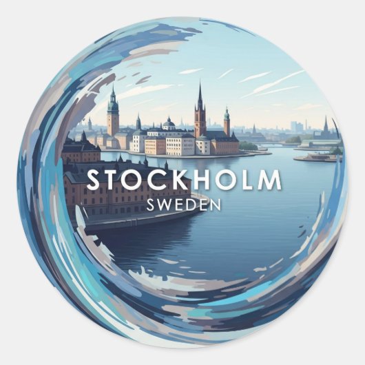 Stockholm Zweden Reizen Ronde Sticker (Voorkant)