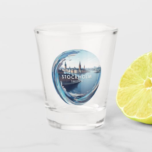 Stockholm Zweden Reizen Shot Glas (Voorkant)
