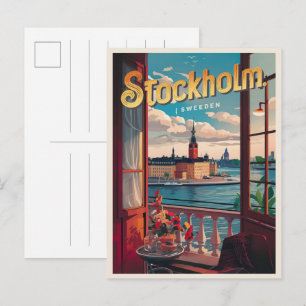 Stockholm Zweden reizen vintage balkon uitzicht ca Briefkaart