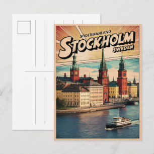 stockholm zweden reizen vintage stripboeken cadeau briefkaart
