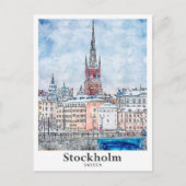 Stockholm Zweden Reizen Waterverf Hand getekend Briefkaart (Voorkant)
