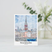 Stockholm Zweden Reizen Waterverf Hand getekend Briefkaart (Staand voorkant)