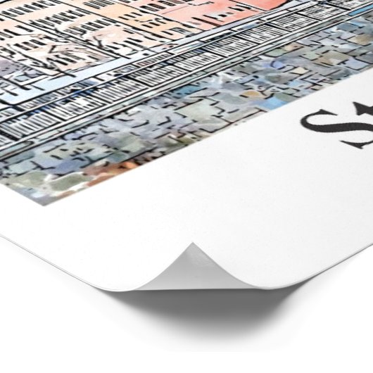 Stockholm Zweden Reizen Waterverf Hand getekend Poster (Hoek)