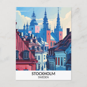 Stockholm Zweden Retro Kunstwerk Reizen Briefkaart