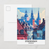 Stockholm Zweden Retro Kunstwerk Reizen Briefkaart (Voorkant / Achterkant)