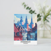 Stockholm Zweden Retro Kunstwerk Reizen Briefkaart (Staand voorkant)