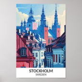 Stockholm Zweden Retro Kunstwerk Reizen Poster (Voorkant)