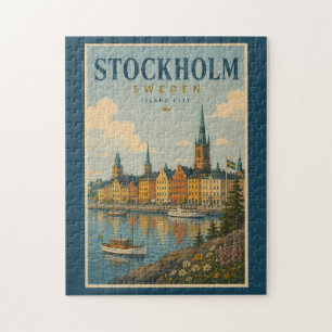 Stockholm Zweden Silhouette Illustratie Reis Kunst Legpuzzel