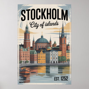 Stockholm Zweden Silhouette Retro Reizen Poster