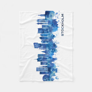 Stockholm Zweden Skyline Blue Fleece Deken