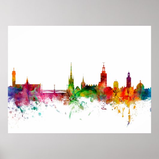 Stockholm Zweden Skyline Poster (Voorkant)