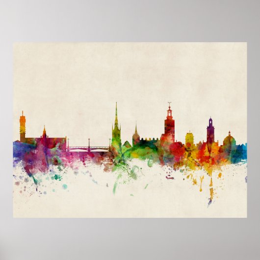 Stockholm Zweden Skyline Poster (Voorkant)