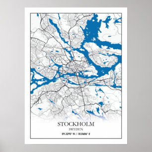Stockholm Zweden Stadskaart eenvoudig Poster