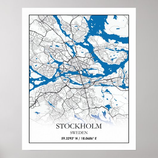 Stockholm Zweden Stadskaart eenvoudig Poster (Voorkant)