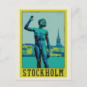 Stockholm Zweden, standbeeld bij de bank Postcar Briefkaart (Voorkant)