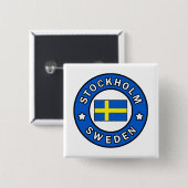 Stockholm Zweden Vierkante Button 5,1 Cm (Voorkant /achterkant)