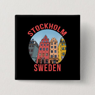 Stockholm Zweden Vierkante Button 5,1 Cm