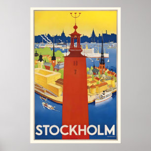 Stockholm Zweden Vintage Reisposter Poster