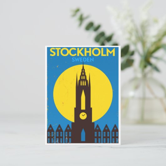 Stockholm Zweden vintage reizen scandinavië Briefkaart (Staand voorkant)