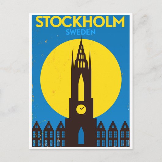 Stockholm Zweden vintage reizen scandinavië Briefkaart (Voorkant)