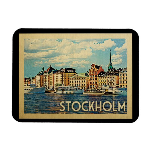 Stockholm Zweden Vintage Travel Magneet (Horizontaal)