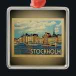 Stockholm Zweden Vintage Travel Ornament<br><div class="desc">Een cool  Stockholm-ornament met een mooie kustrivieromgeving.</div>