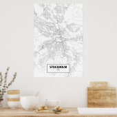 Stockholm, Zweden (zwart op wit) Poster (Keuken)