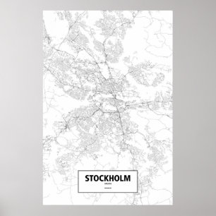 Stockholm, Zweden (zwart op wit) Poster