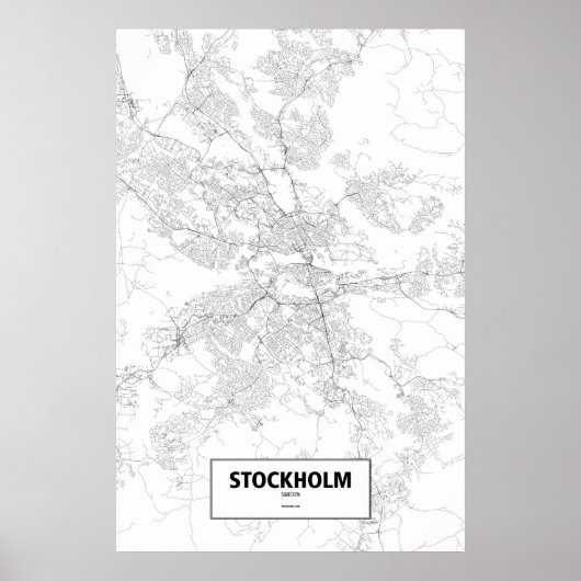 Stockholm, Zweden (zwart op wit) Poster (Voorkant)
