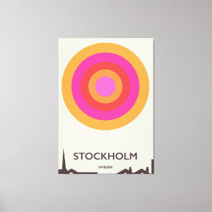 Stockholm, Zweeds poster voor vintage. Canvas Afdruk