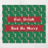 Stocking & Candy Cane Pattern Bier Etiket (Enkel label)