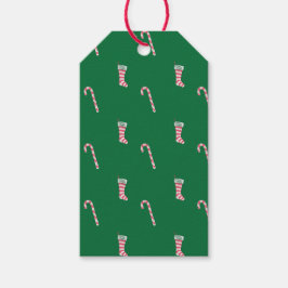 Stocking & Candy Cane Pattern Cadeaulabel