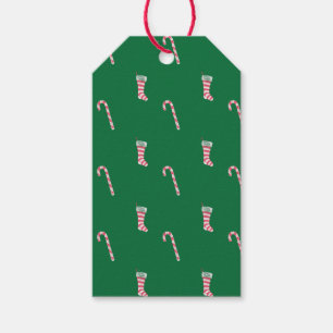 Stocking & Candy Cane Pattern Cadeaulabel