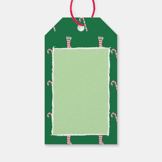 Stocking & Candy Cane Pattern Cadeaulabel (Achterkant)
