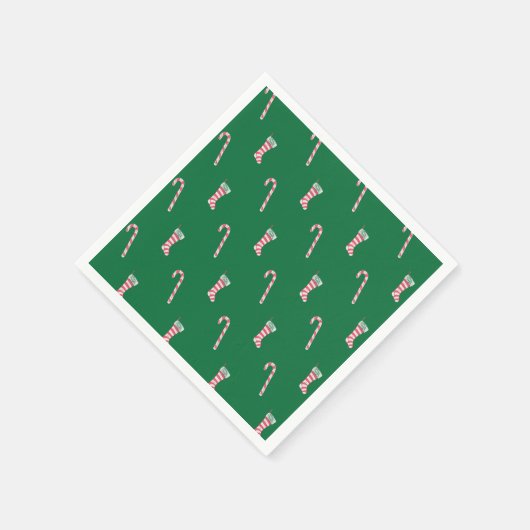 Stocking & Candy Cane Pattern Napkins Servet (Hoek)