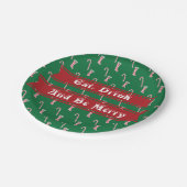 Stocking & Candy Cane Pattern Papieren Bordje (Gekanteld)