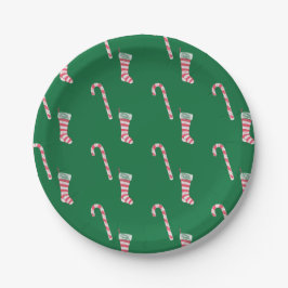 Stocking & Candy Cane Pattern Papieren Bordje