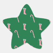 Stocking & Candy Cane Pattern Ster Sticker (Voorkant)