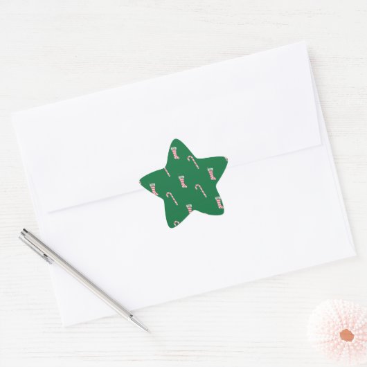 Stocking & Candy Cane Pattern Ster Sticker (Envelop)