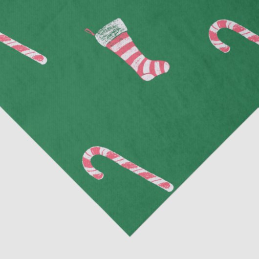Stocking & Candy Cane Pattern Tissuepapier (Detail)