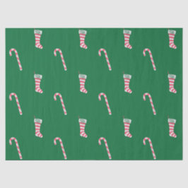 Stocking & Candy Cane Pattern Tissuepapier