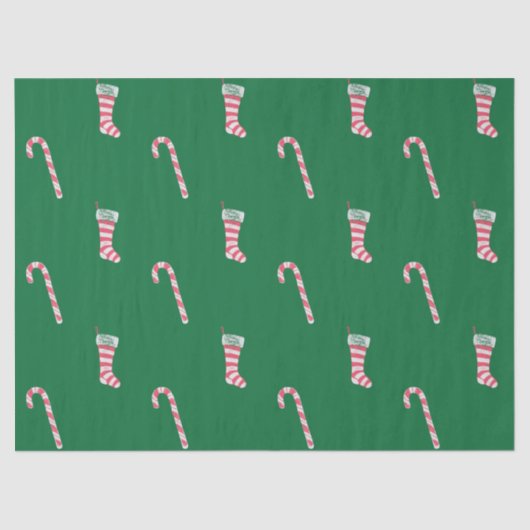 Stocking & Candy Cane Pattern Tissuepapier (Voorkant)
