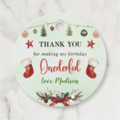 Stocking Christmas 1st Verjaardagsfeest Bedankjes Labels (Voorkant)