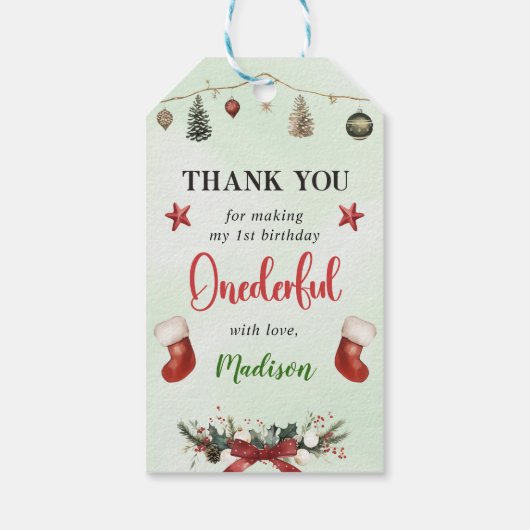 Stocking Christmas 1st Verjaardagsfeest Cadeaulabel (Achterkant)