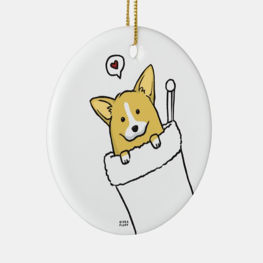 Stocking Corgs Keramisch Ornament (Rechts)