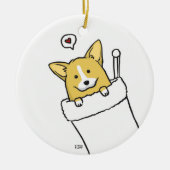 Stocking Corgs Keramisch Ornament (Voorkant)